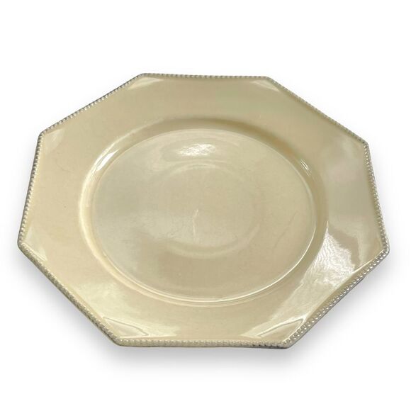 Costa Nova Fine Stoneware Pearl Cream Octagonal Beaded Rim 11” Dinner Plates (2) - Picture 8 of 14
